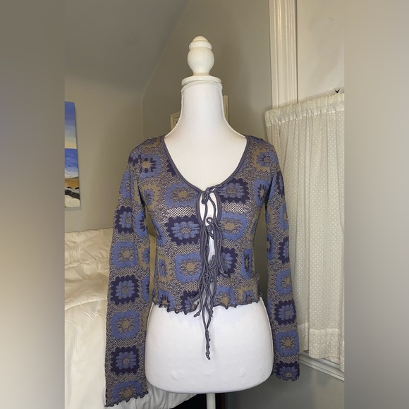 NWT | Free People Crochet Knit | “Free For All Cardi” | Blue Combo - Picture 4 of 11